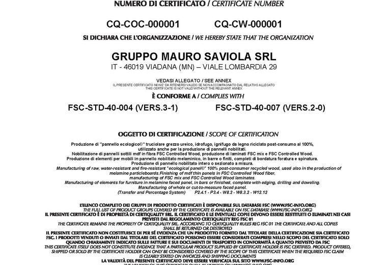 FSC certificate - page 1