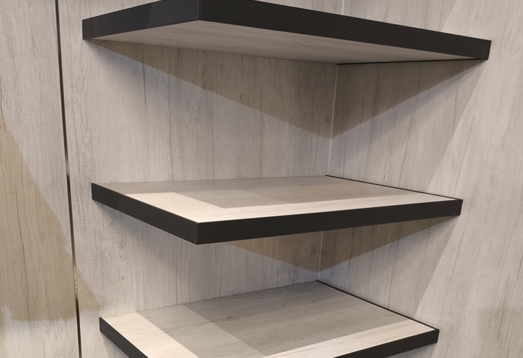 Aluminium edge wooden shelf
